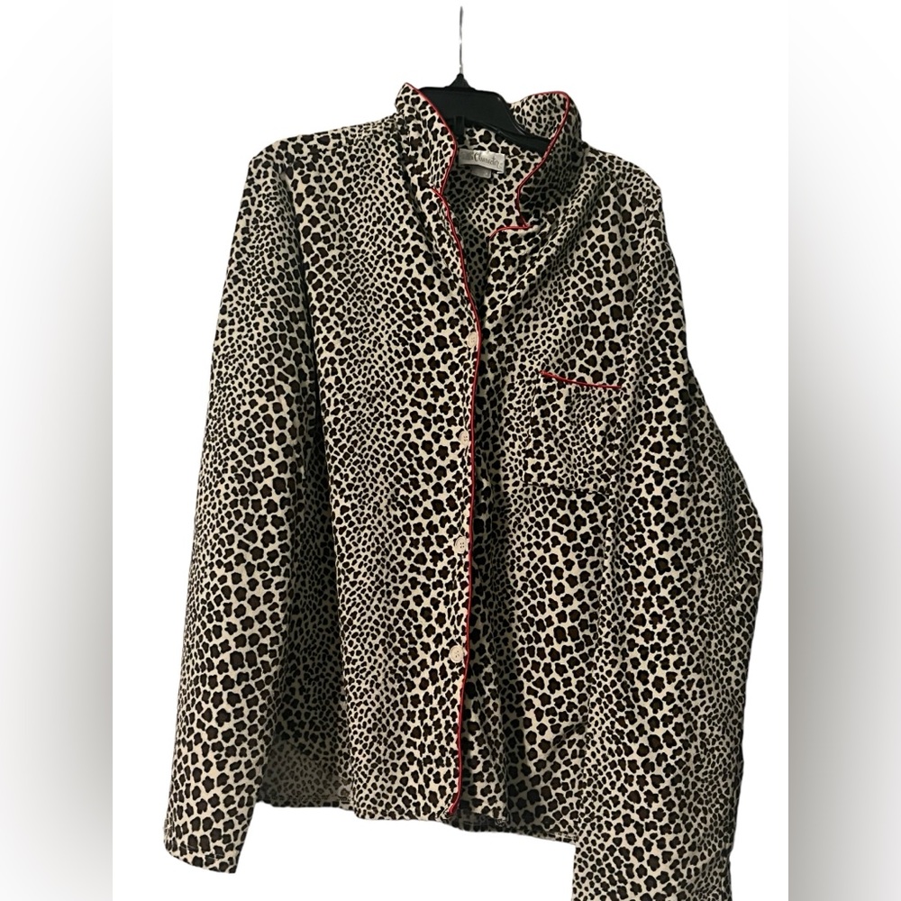 Animal Print Long Sleeve Pajama Shirt Women’s